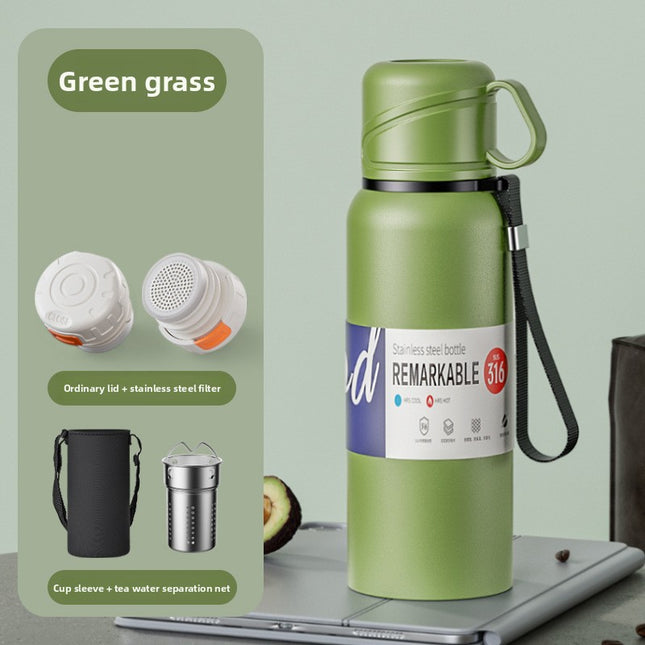 Double-Lid Stainless Steel Insulated Water Bottle