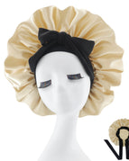 Black ribbon shower cap-gold / M56-58cm