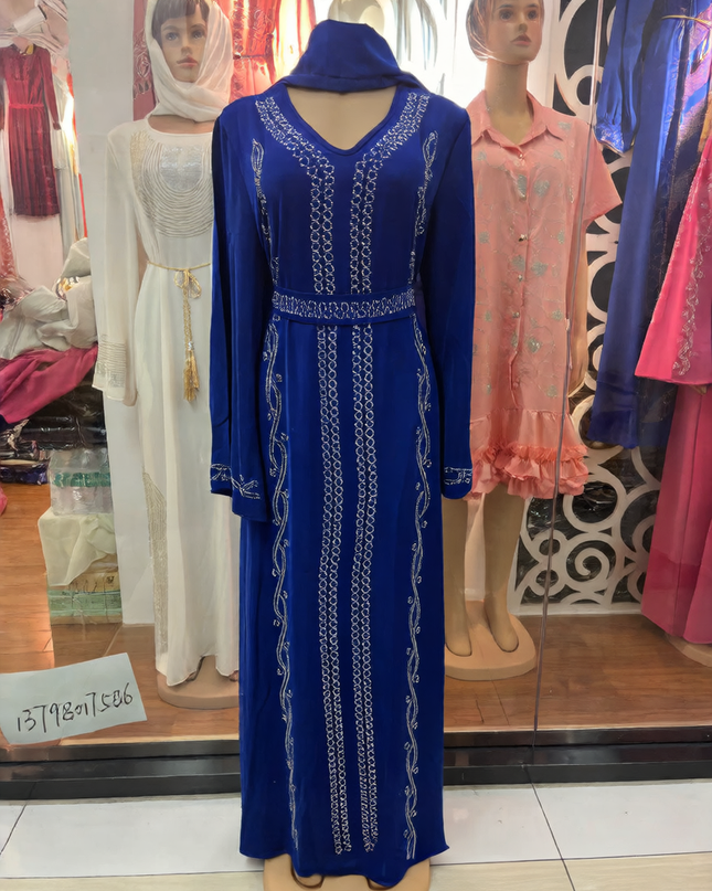 Women's Long Sleeve Rhinestone Dress