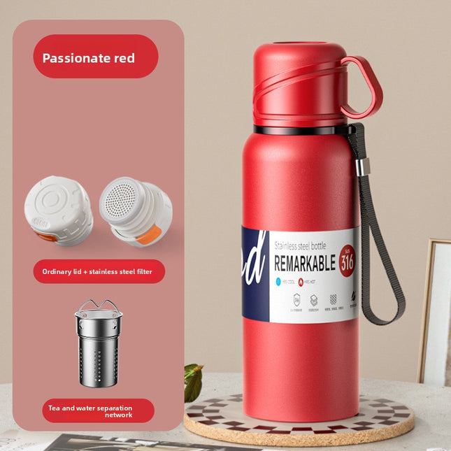 Double-Lid Stainless Steel Insulated Water Bottle