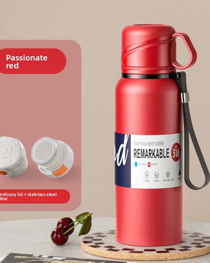 Double-Lid Stainless Steel Insulated Water Bottle