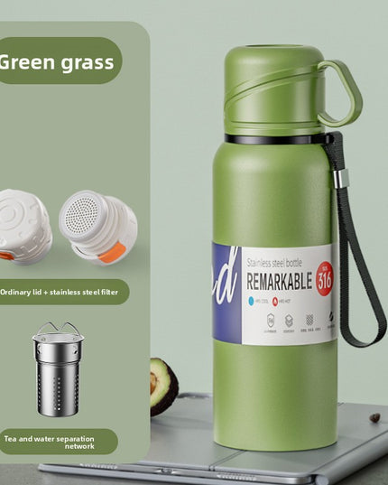 Double-Lid Stainless Steel Insulated Water Bottle