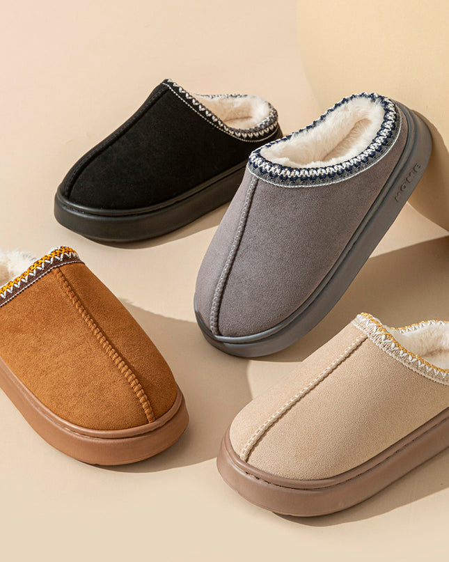 Imitation Deerskin Home Slippers with Thick Sole