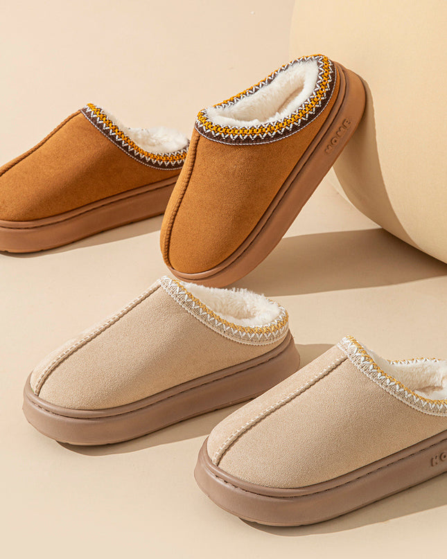 Imitation Deerskin Home Slippers with Thick Sole