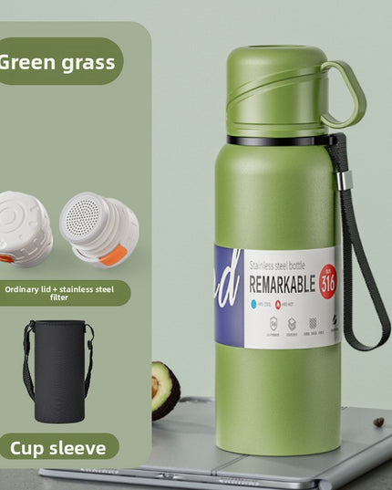 Double-Lid Stainless Steel Insulated Water Bottle