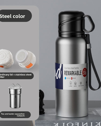 Double-Lid Stainless Steel Insulated Water Bottle