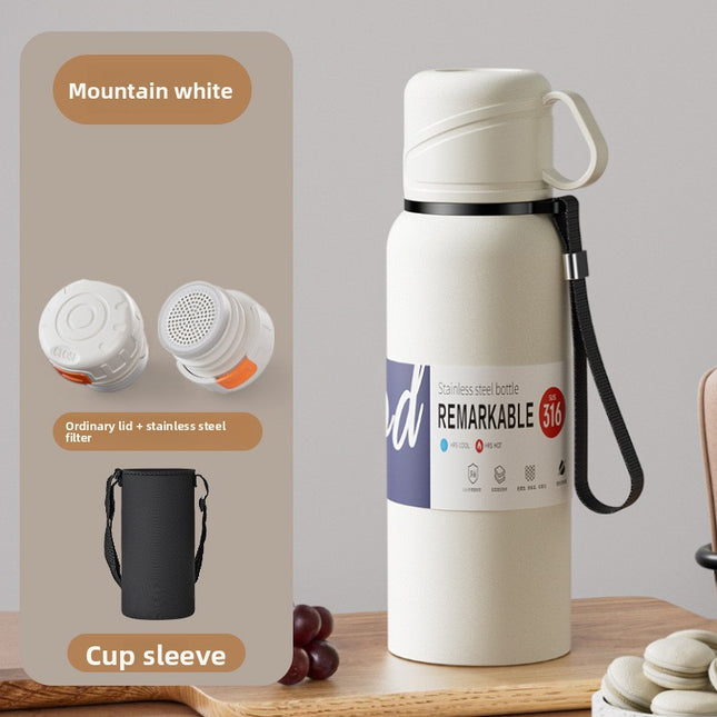 Double-Lid Stainless Steel Insulated Water Bottle