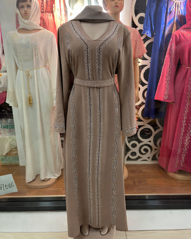 Women's Long Sleeve Rhinestone Dress