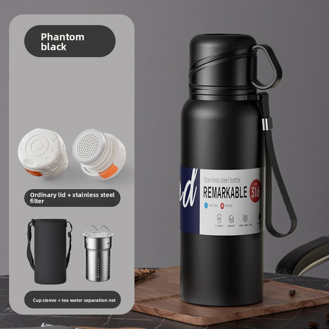 Double-Lid Stainless Steel Insulated Water Bottle