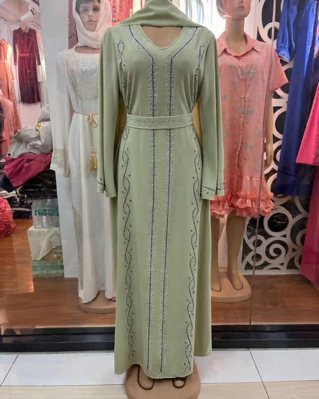 Women's Long Sleeve Rhinestone Dress