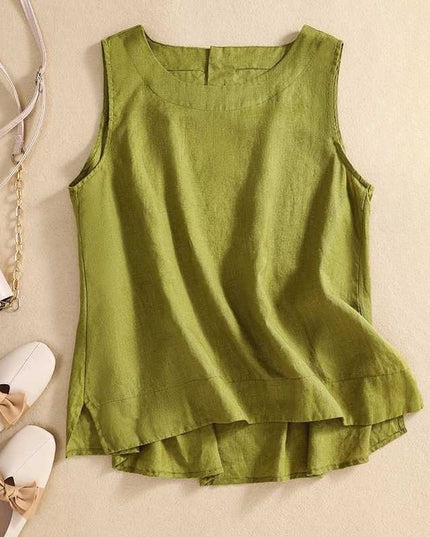 Retro Cotton Linen Vest Women's Loose Sleeveless Top
