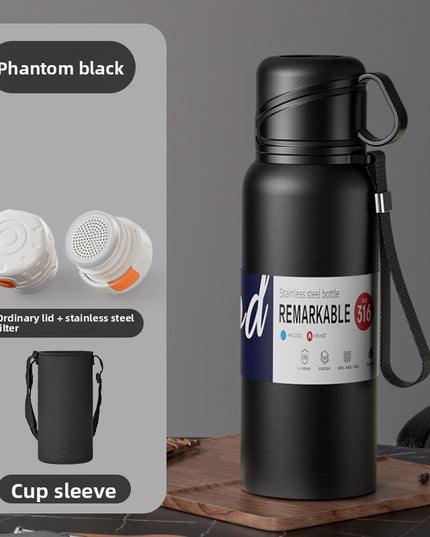 Double-Lid Stainless Steel Insulated Water Bottle