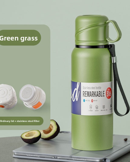 Double-Lid Stainless Steel Insulated Water Bottle