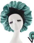 Black ribbon shower cap-green / M56-58cm