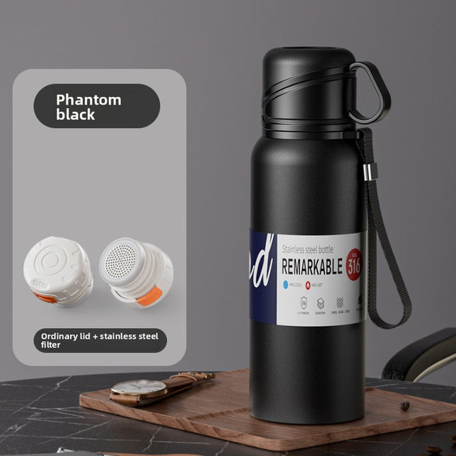 Double-Lid Stainless Steel Insulated Water Bottle