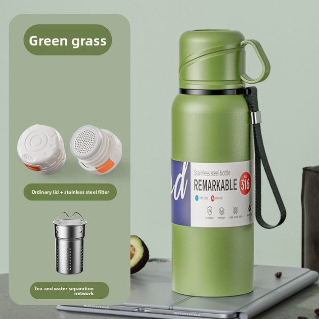 Double-Lid Stainless Steel Insulated Water Bottle
