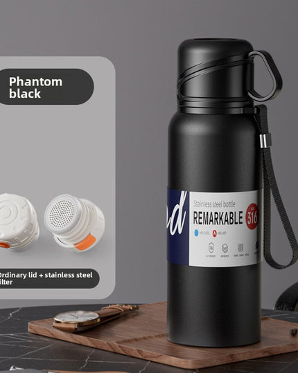 Double-Lid Stainless Steel Insulated Water Bottle