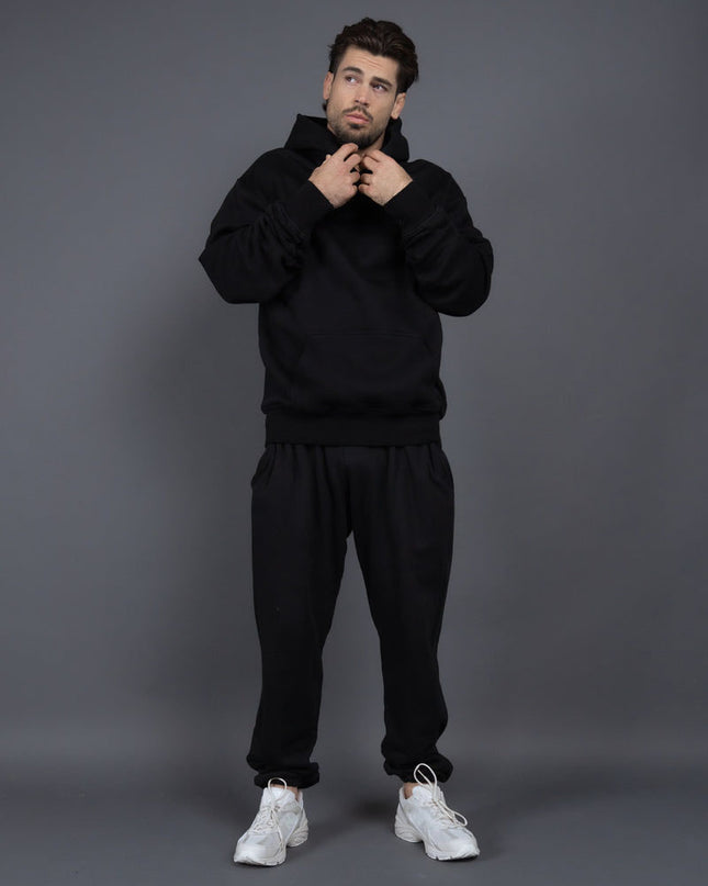 Men's Casual Loose Solid Color Hooded Sweatshirt Pants