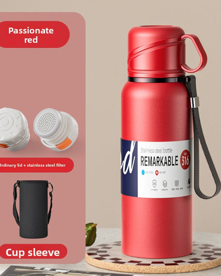 Double-Lid Stainless Steel Insulated Water Bottle