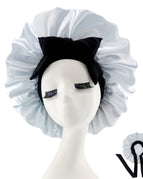 Black ribbon shower cap-silver / M56-58cm