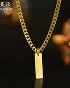 Gold (cuba chain)chain) necklace / Engraved picture (customized according to the drawing)