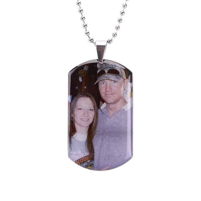 Titanium Steel Color Photo Necklace Custom Square Heart DIY Couple Pendant Creative Clavicle Necklace