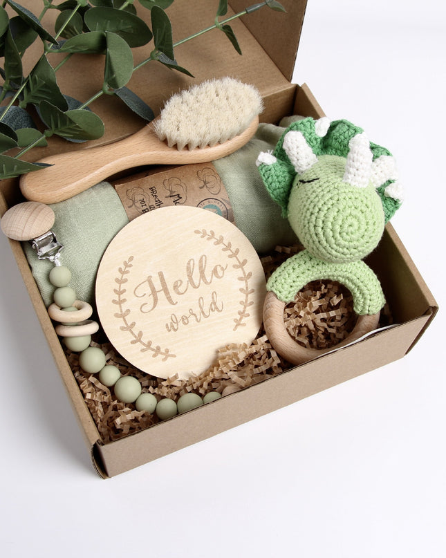 Logo Engraved Baby Crochet Wooden Rattle Set