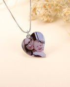 Skewed heart silver titanium steel-color photo