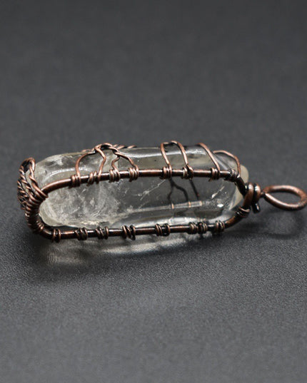Hot Selling Stone Crystal Pillar Tree Of Life Pendant Ins Fashion Necklace