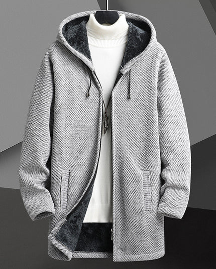 Men's Fleece-Lined Hooded Knit Cardigan
