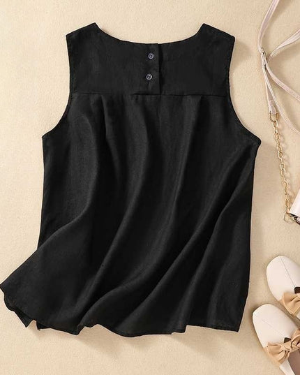 Retro Cotton Linen Vest Women's Loose Sleeveless Top
