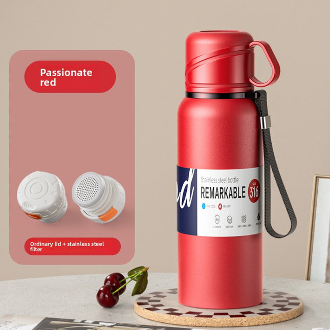 Double-Lid Stainless Steel Insulated Water Bottle