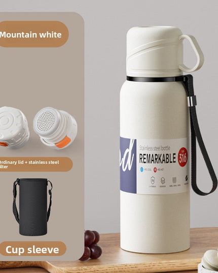 Double-Lid Stainless Steel Insulated Water Bottle