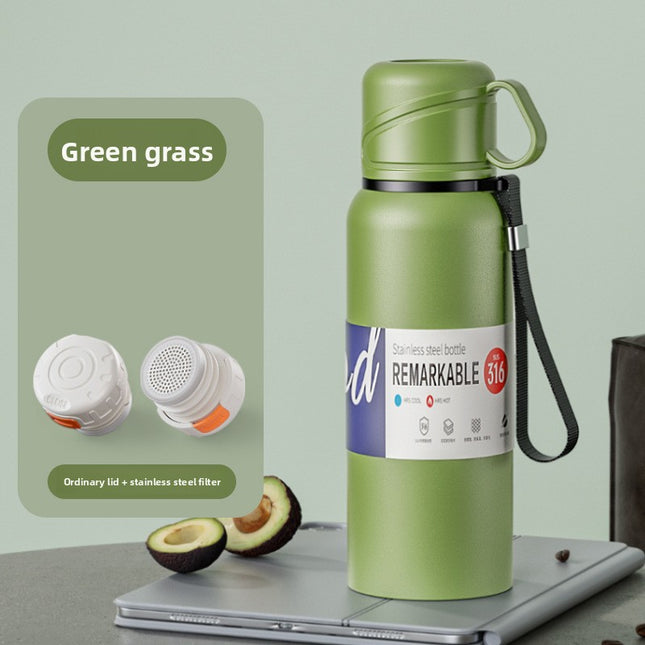 Double-Lid Stainless Steel Insulated Water Bottle