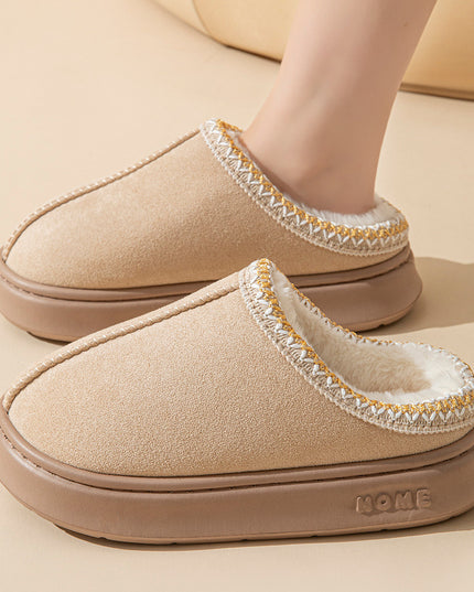 Imitation Deerskin Home Slippers with Thick Sole