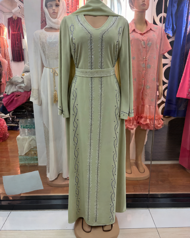 Women's Long Sleeve Rhinestone Dress