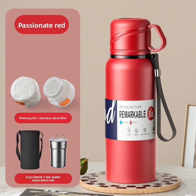 Double-Lid Stainless Steel Insulated Water Bottle