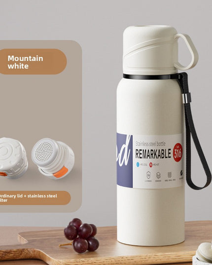 Double-Lid Stainless Steel Insulated Water Bottle