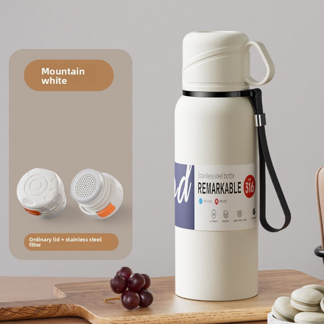 Double-Lid Stainless Steel Insulated Water Bottle