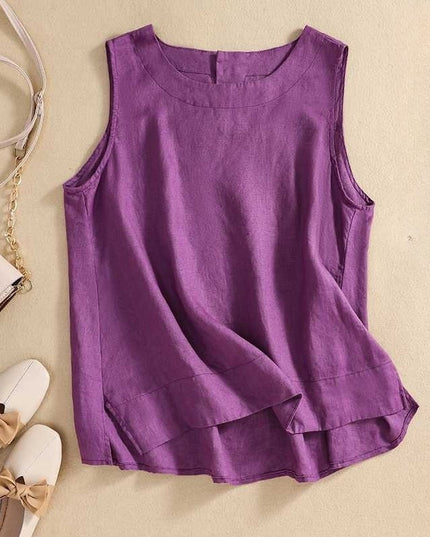 Retro Cotton Linen Vest Women's Loose Sleeveless Top