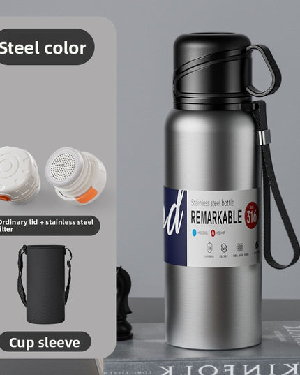Double-Lid Stainless Steel Insulated Water Bottle