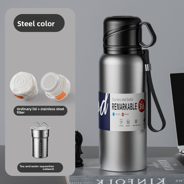 Double-Lid Stainless Steel Insulated Water Bottle