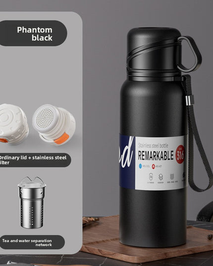 Double-Lid Stainless Steel Insulated Water Bottle