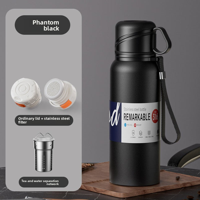 Double-Lid Stainless Steel Insulated Water Bottle
