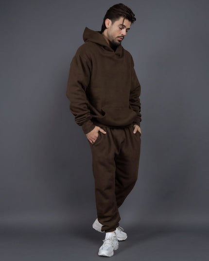 Men's Casual Loose Solid Color Hooded Sweatshirt Pants